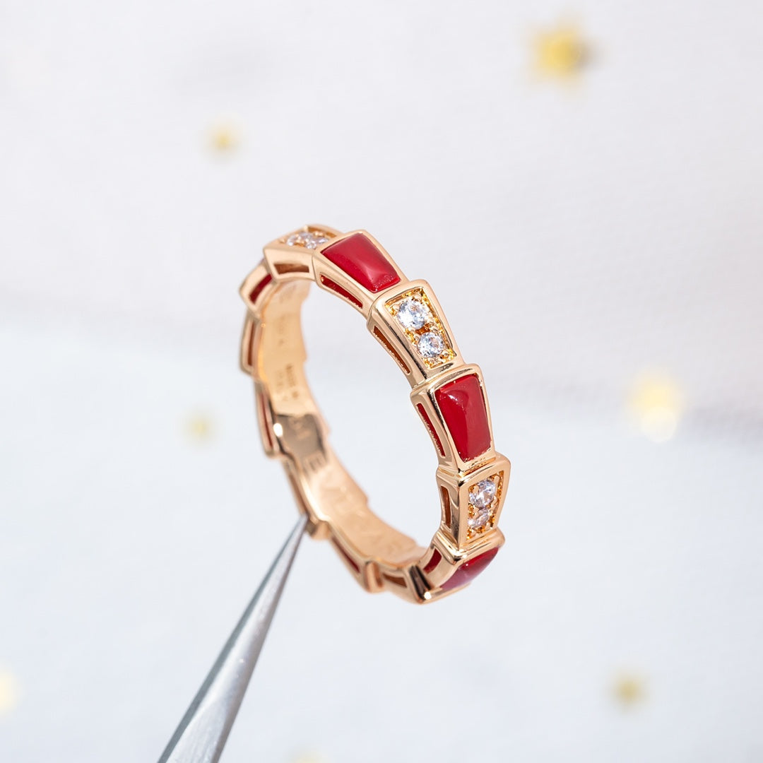 [Royal Top]SERPENTI RING PINK GOLD CARNELIAN DIAMOND 3MM