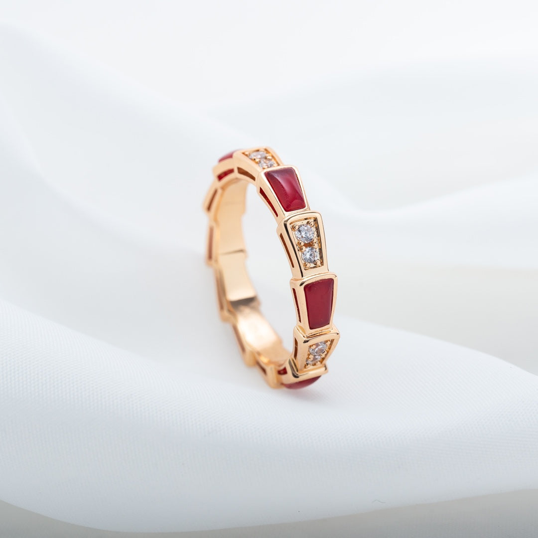 [Royal Top]SERPENTI RING PINK GOLD CARNELIAN DIAMOND 3MM