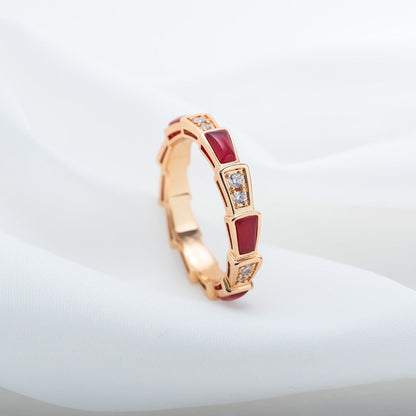 [Royal Top]SERPENTI RING PINK GOLD CARNELIAN DIAMOND 3MM
