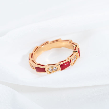[Royal Top]SERPENTI RING PINK GOLD CARNELIAN DIAMOND 3MM