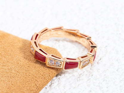 [Royal Top]SERPENTI RING PINK GOLD CARNELIAN DIAMOND 3MM