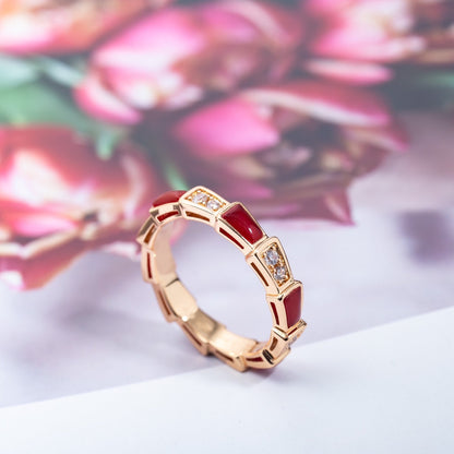 [Royal Top]SERPENTI RING PINK GOLD CARNELIAN DIAMOND 3MM
