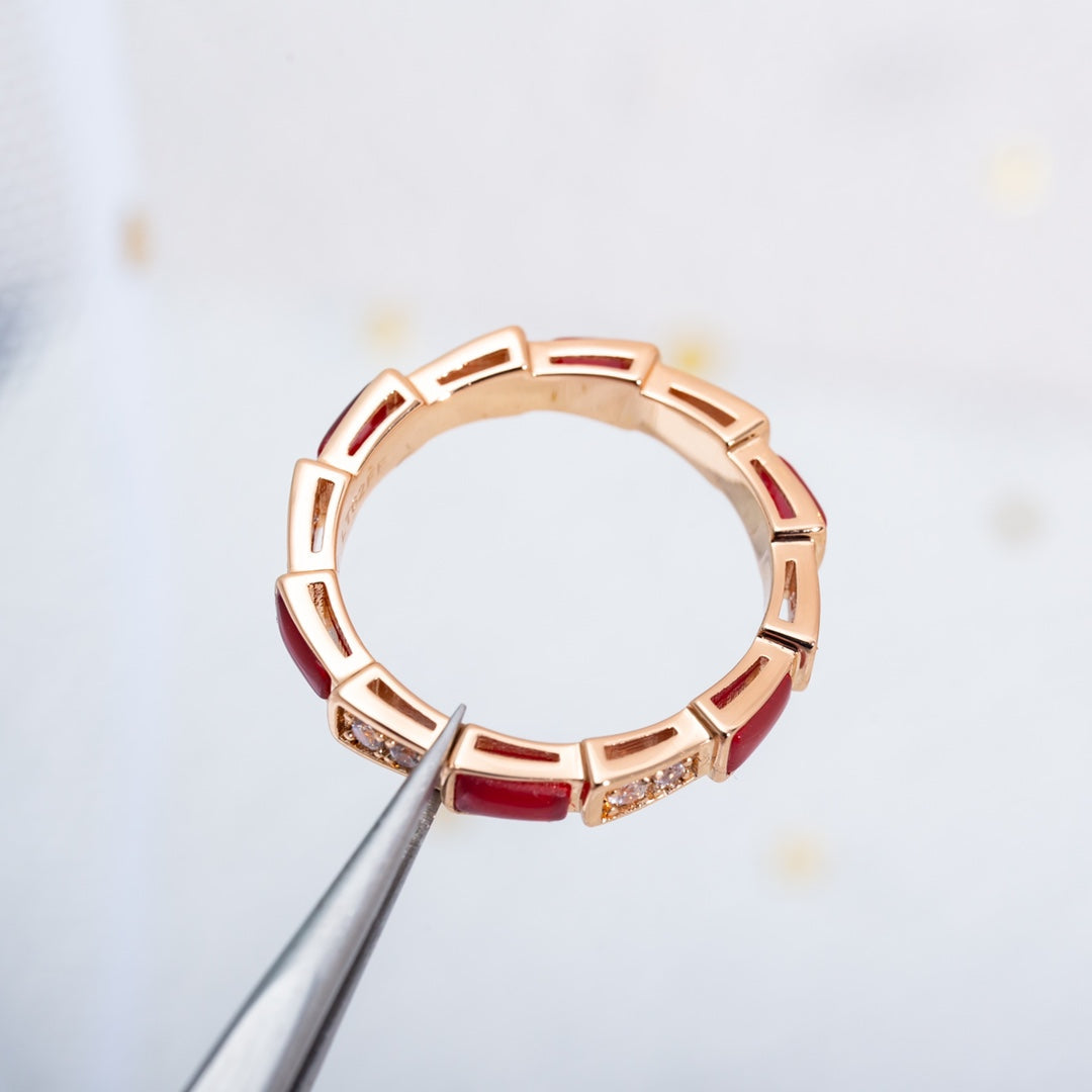 [Royal Top]SERPENTI RING PINK GOLD CARNELIAN DIAMOND 3MM