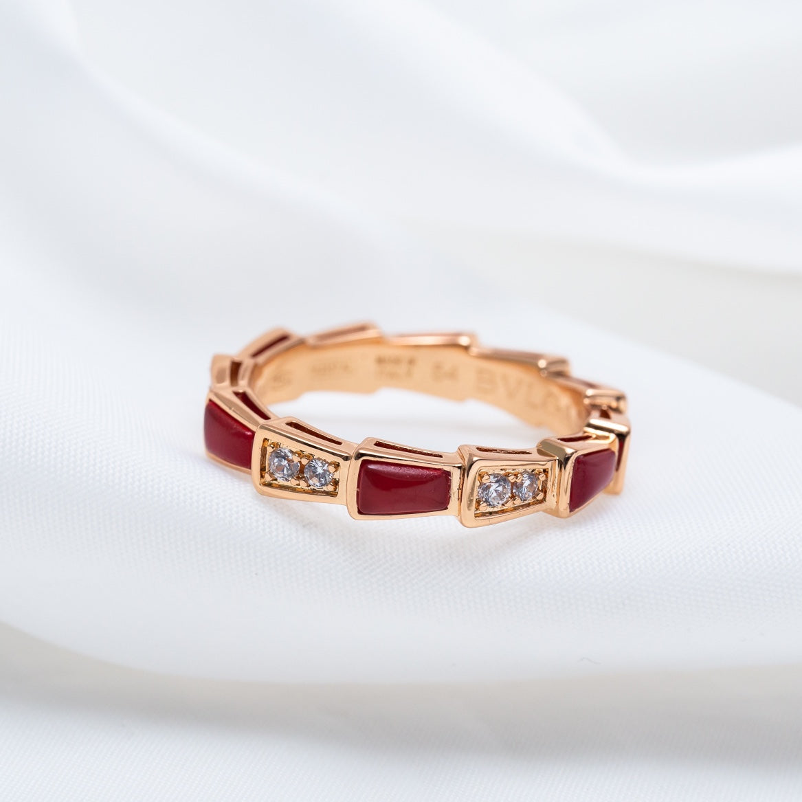 [Royal Top]SERPENTI RING PINK GOLD CARNELIAN DIAMOND 3MM