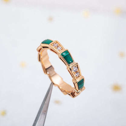 [Royal Top]SERPENTI RING PINK GOLD MALACHITE DIAMOND 3MM