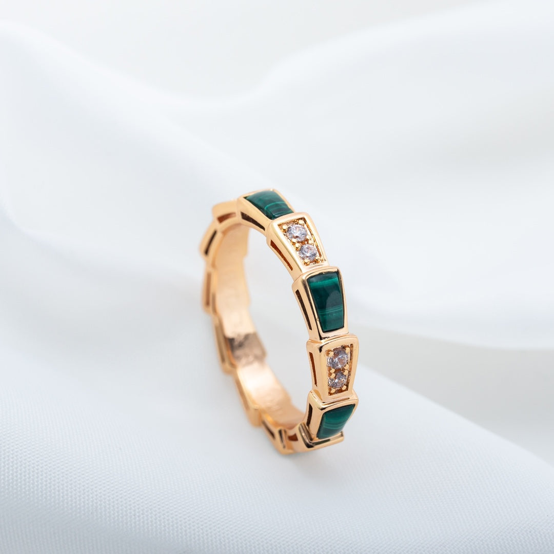[Royal Top]SERPENTI RING PINK GOLD MALACHITE DIAMOND 3MM