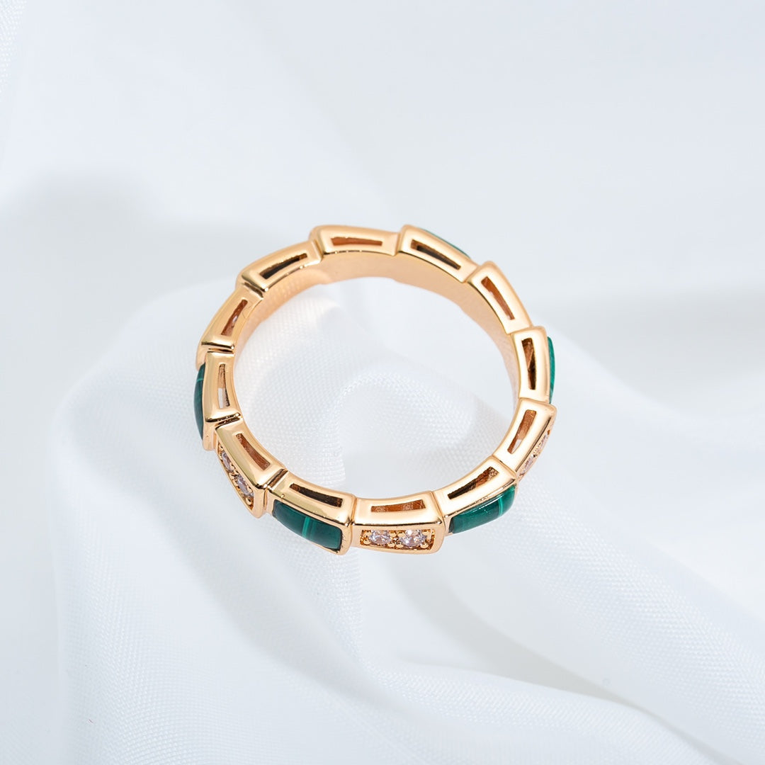 [Royal Top]SERPENTI RING PINK GOLD MALACHITE DIAMOND 3MM