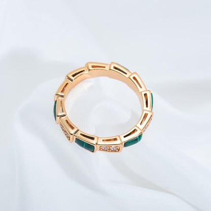 [Royal Top]SERPENTI RING PINK GOLD MALACHITE DIAMOND 3MM