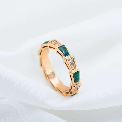 [Royal Top]SERPENTI RING PINK GOLD MALACHITE DIAMOND 3MM