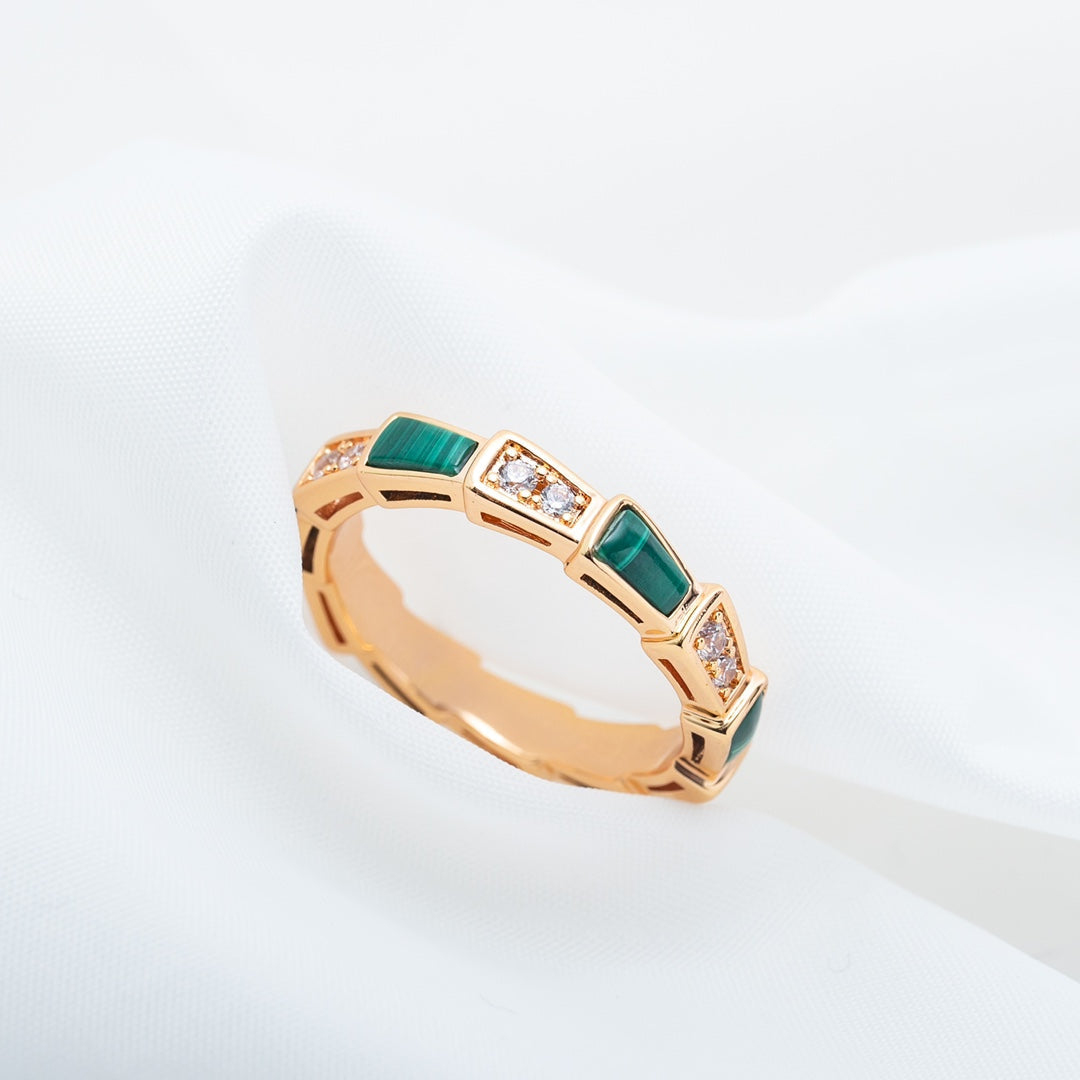 [Royal Top]SERPENTI RING PINK GOLD MALACHITE DIAMOND 3MM