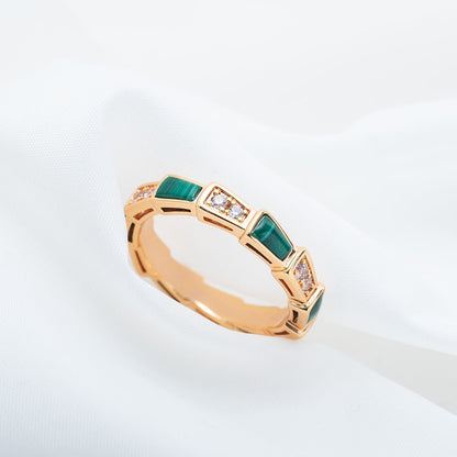 [Royal Top]SERPENTI RING PINK GOLD MALACHITE DIAMOND 3MM