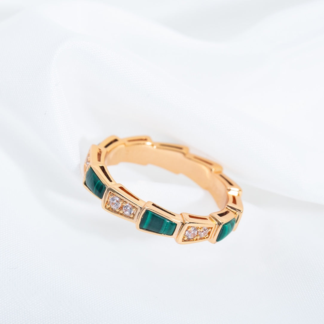 [Royal Top]SERPENTI RING PINK GOLD MALACHITE DIAMOND 3MM