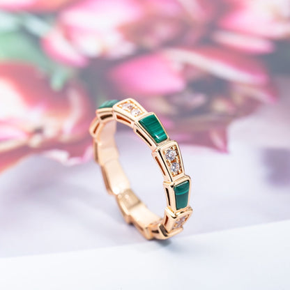 [Royal Top]SERPENTI RING PINK GOLD MALACHITE DIAMOND 3MM