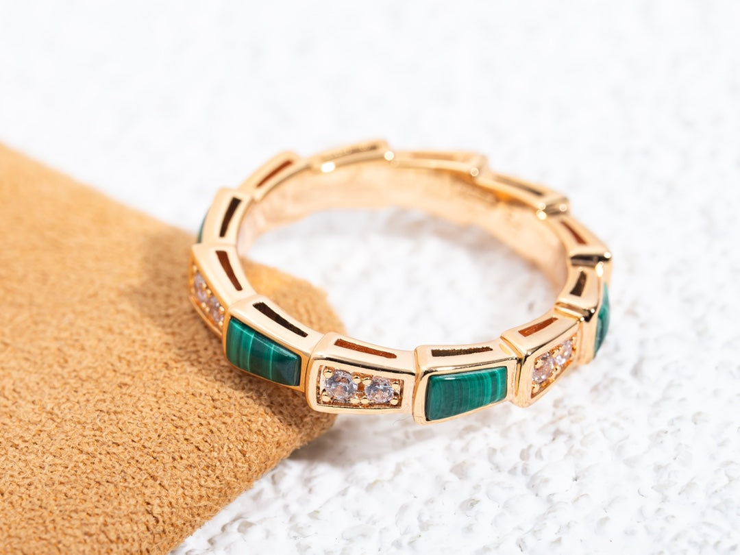 [Royal Top]SERPENTI RING PINK GOLD MALACHITE DIAMOND 3MM