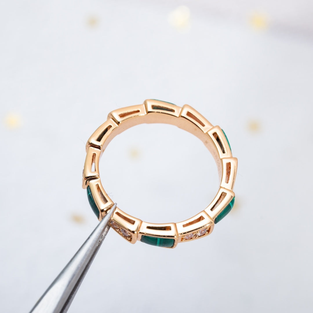 [Royal Top]SERPENTI RING PINK GOLD MALACHITE DIAMOND 3MM