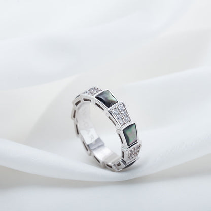 [Royal Top]SERPENTI RING SILVER DIAMOND BLACK MOP 4MM