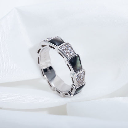 [Royal Top]SERPENTI RING SILVER DIAMOND BLACK MOP 4MM