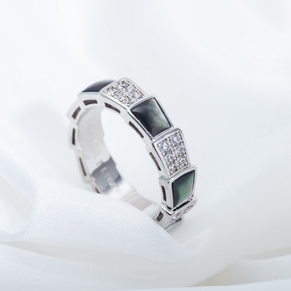 [Royal Top]SERPENTI RING SILVER DIAMOND BLACK MOP 4MM
