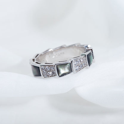 [Royal Top]SERPENTI RING SILVER DIAMOND BLACK MOP 4MM