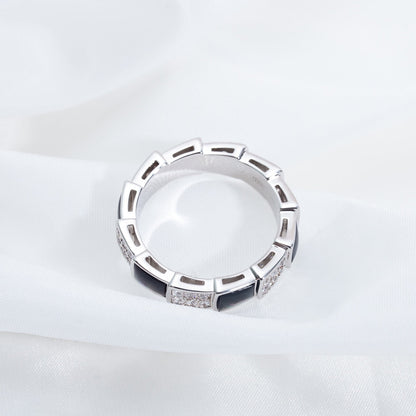 [Royal Top]SERPENTI RING SILVER DIAMOND BLACK MOP 4MM