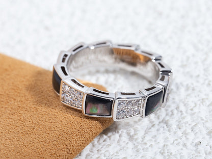 [Royal Top]SERPENTI RING SILVER DIAMOND BLACK MOP 4MM