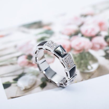[Royal Top]SERPENTI RING SILVER DIAMOND BLACK MOP 4MM