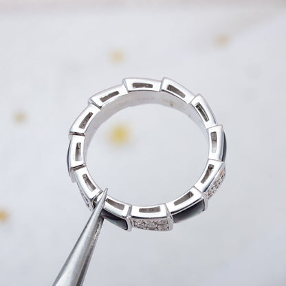 [Royal Top]SERPENTI RING SILVER DIAMOND BLACK MOP 4MM