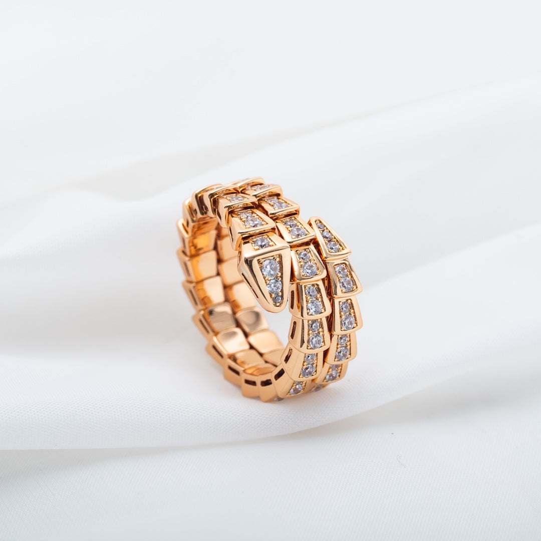 [Royal Top]SERPENTI RING PINK GOLD DIAMOND DOUBLE ROW