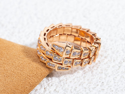 [Royal Top]SERPENTI RING PINK GOLD DIAMOND DOUBLE ROW