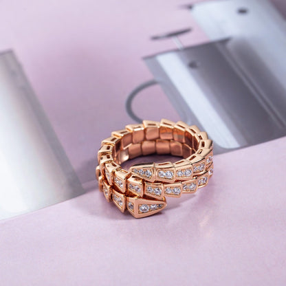 [Royal Top]SERPENTI RING PINK GOLD DIAMOND DOUBLE ROW