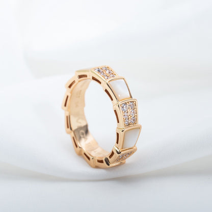[Royal Top]SERPENTI RING PINK GOLD MOP DIAMOND PAVED 4MM