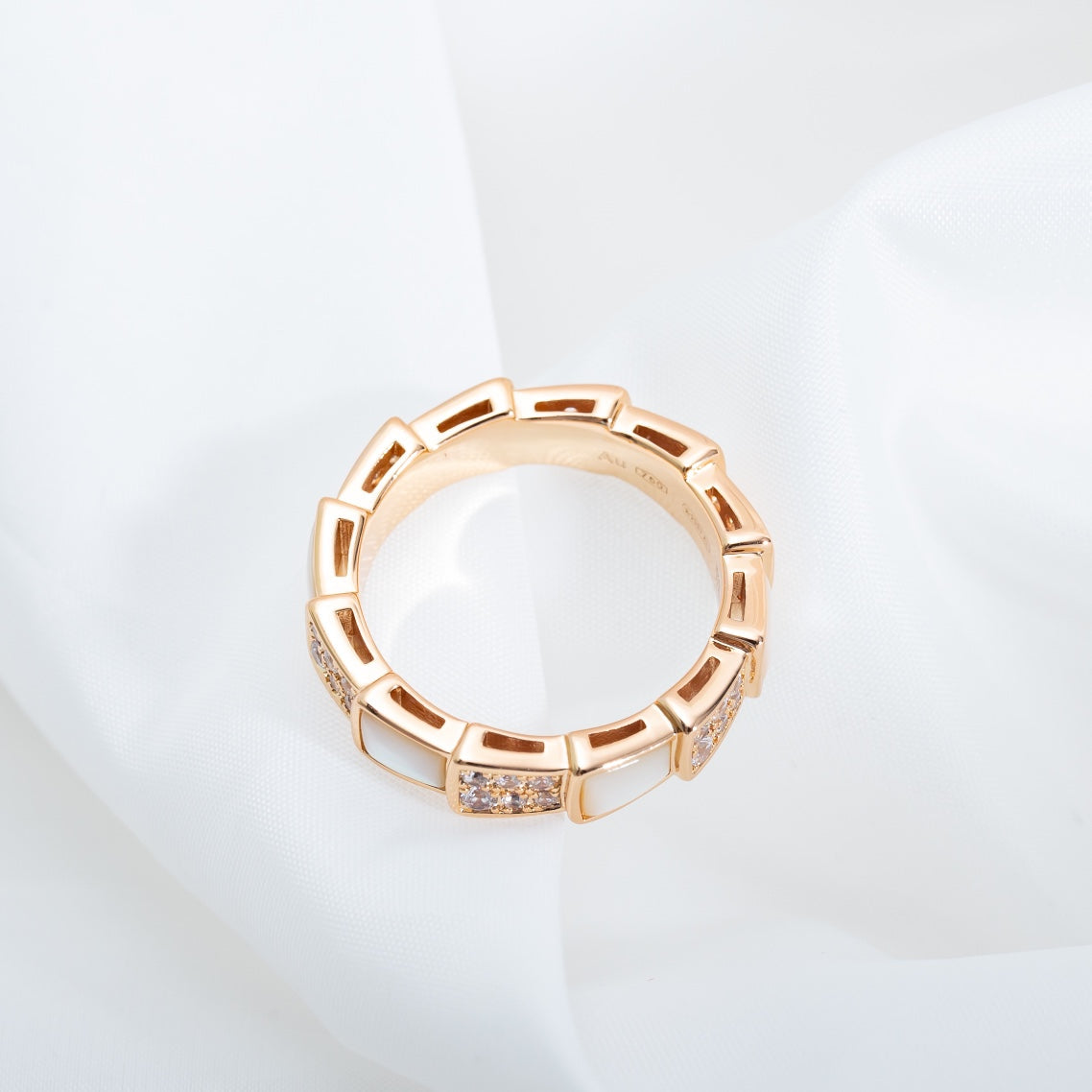 [Royal Top]SERPENTI RING PINK GOLD MOP DIAMOND PAVED 4MM