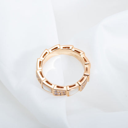 [Royal Top]SERPENTI RING PINK GOLD MOP DIAMOND PAVED 4MM