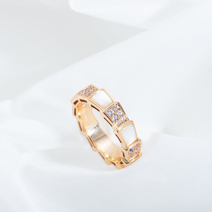 [Royal Top]SERPENTI RING PINK GOLD MOP DIAMOND PAVED 4MM