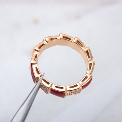 [Royal Top]SERPENTI RING PINK GOLD CARNELIAN DIAMOND PAVED 4MM