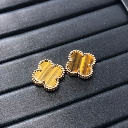 [Royal Top]CLOVER MEDIUM 1 MOTIFS TIGER EYE EARRINGS