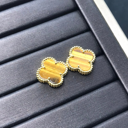 [Royal Top]CLOVER MEDIUM 1 MOTIFS TIGER EYE EARRINGS
