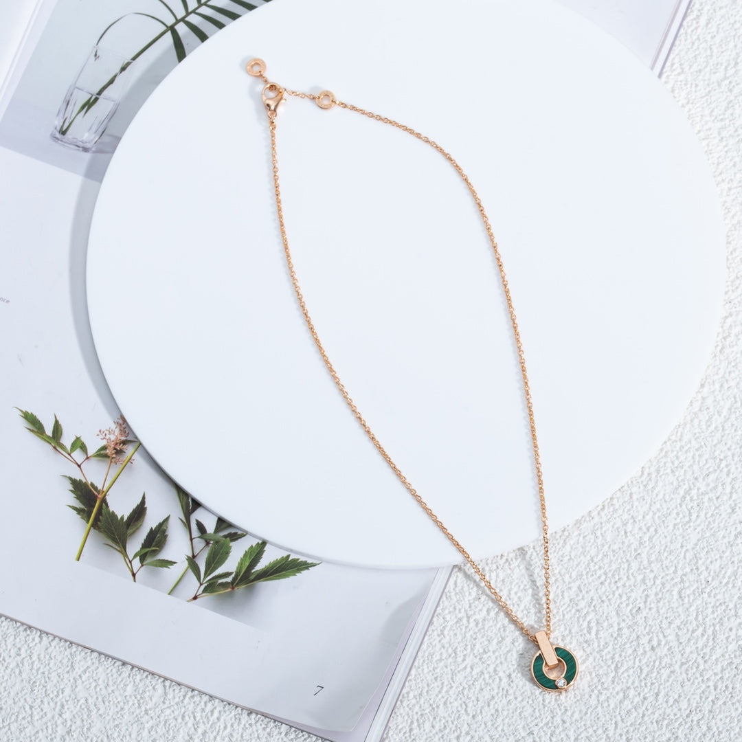 [Royal Top]GARI NECKLACE PINK GOLD MALACHITE