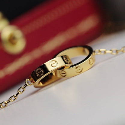 [Royal Top]LOVE NECKLACE DOUBLE RING GOLD