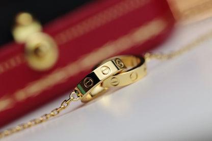 [Royal Top]LOVE NECKLACE DOUBLE RING GOLD