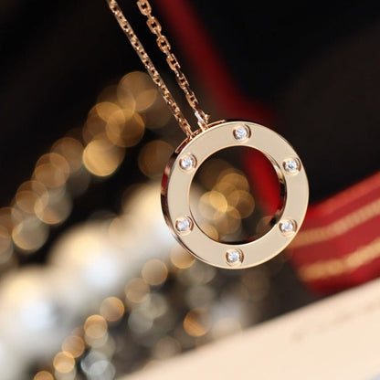 [Royal Top]LOVE NECKLACE 16MM 6 DIAMONDS PINK GOLD
