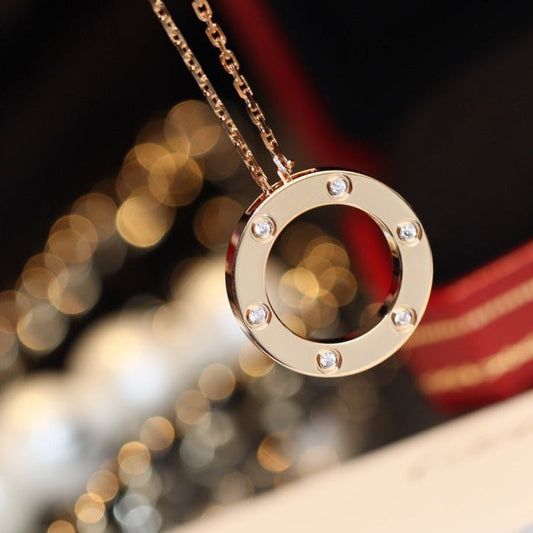 [Royal Top]LOVE NECKLACE 16MM 6 DIAMONDS PINK GOLD