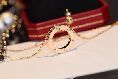 [Royal Top]LOVE NECKLACE 16MM 6 DIAMONDS PINK GOLD