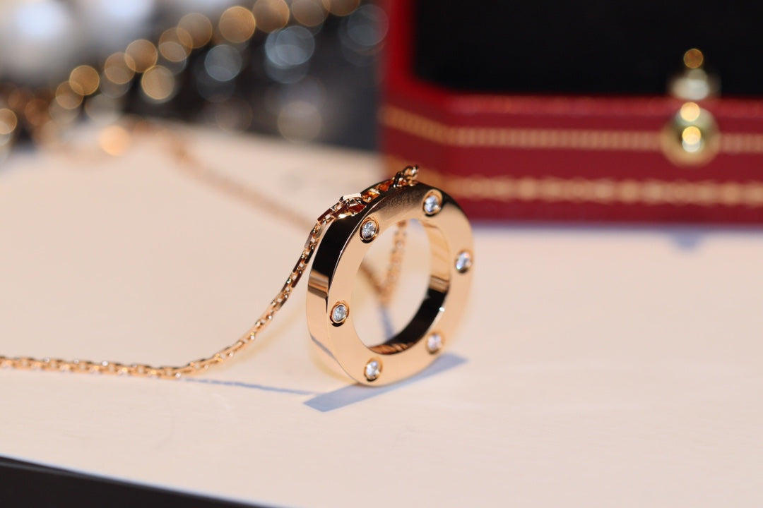 [Royal Top]LOVE NECKLACE 16MM 6 DIAMONDS PINK GOLD
