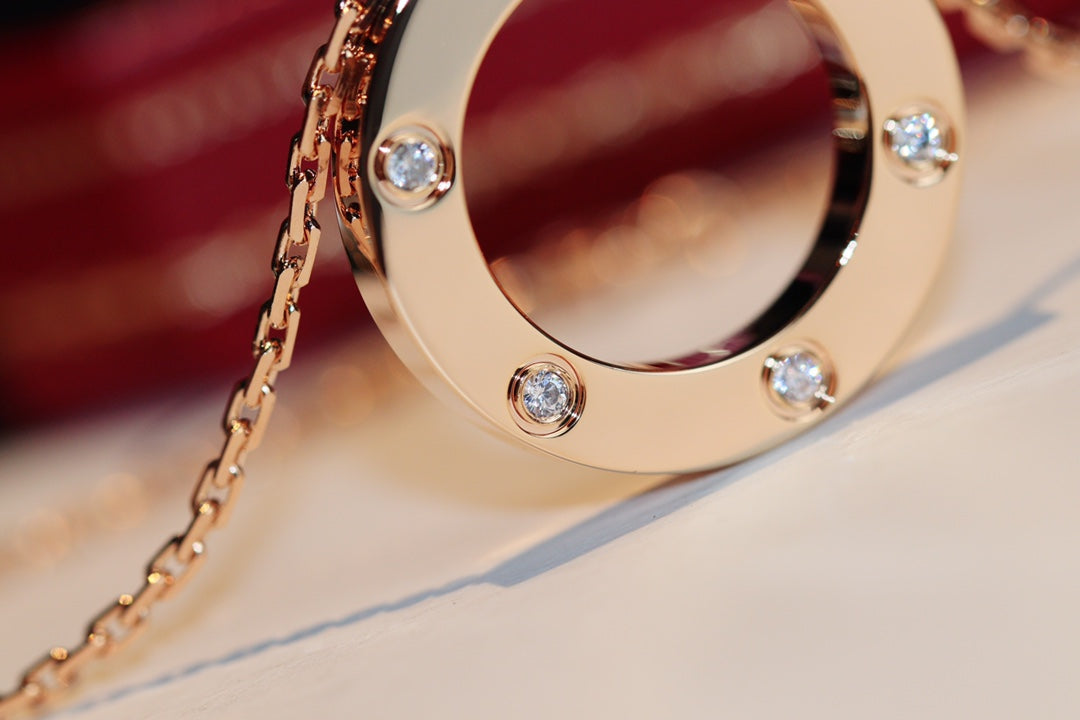 [Royal Top]LOVE NECKLACE 16MM 6 DIAMONDS PINK GOLD