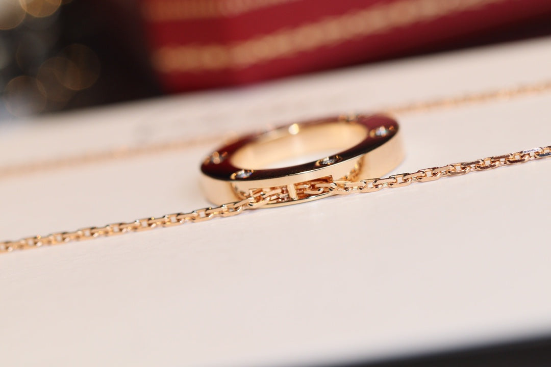 [Royal Top]LOVE NECKLACE 16MM 6 DIAMONDS PINK GOLD