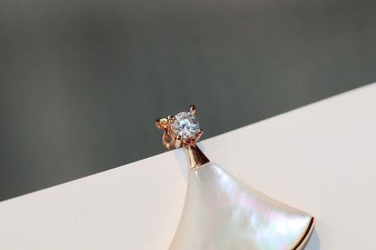 [Royal Top]DREAM NECKLACE WHITE MOP PINK GOLD 1 DIAMOND