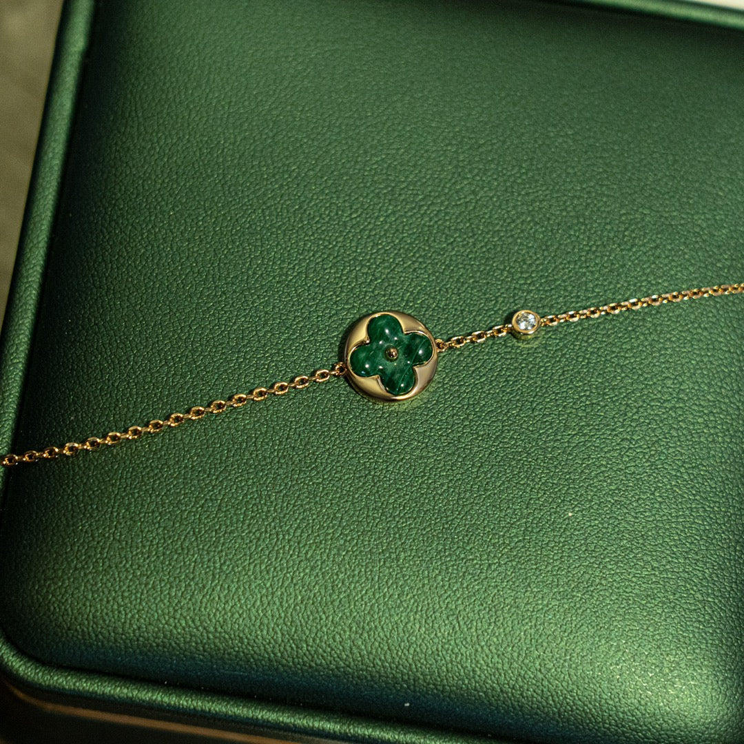 [Royal Top]SUN MALACHITE 1 DIAMOND PINK GOLD BRACELET