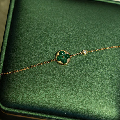 [Royal Top]SUN MALACHITE 1 DIAMOND PINK GOLD BRACELET