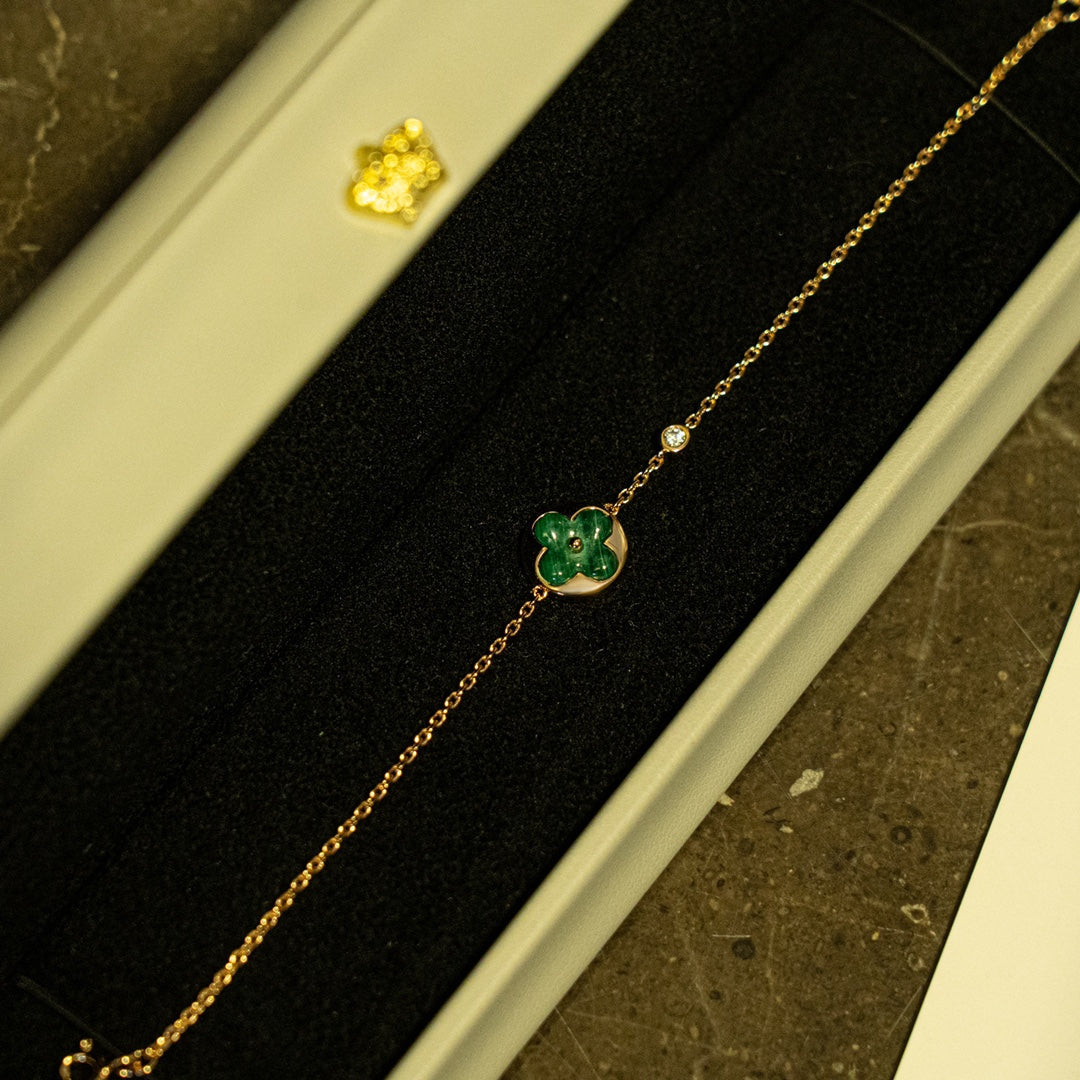 [Royal Top]SUN MALACHITE 1 DIAMOND PINK GOLD BRACELET